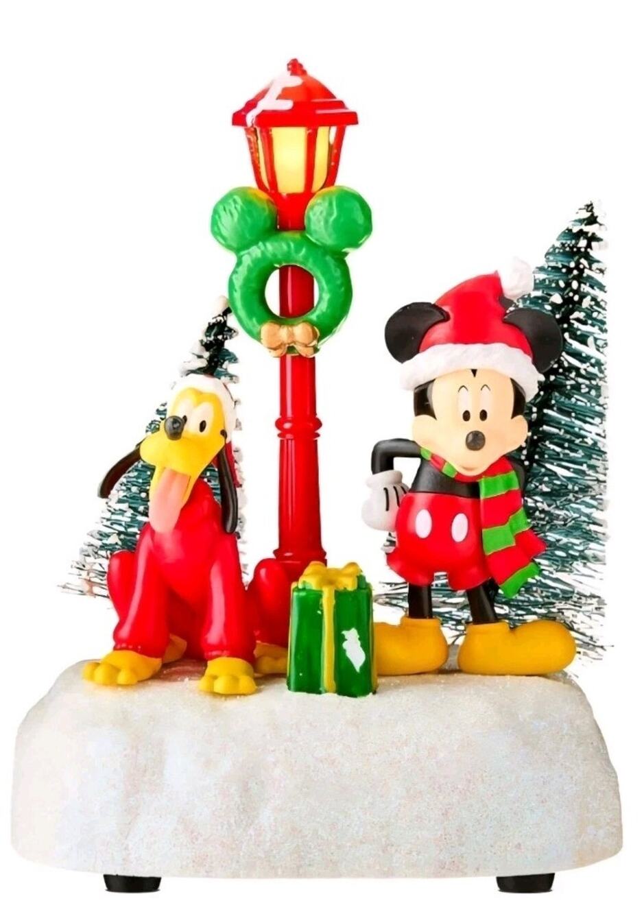 Ruz Disney Christmas Village MICKEY MOUSE & PLUTO LAMPPOST Set LIGHTS UP
